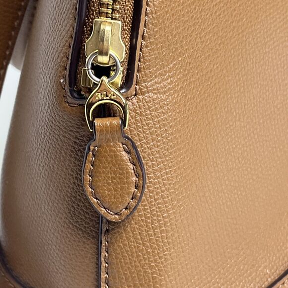 Ralph Lauren RLL Brown Leather Dome Satchel Bag Handbag Purse Classic - Picture 7 of 11